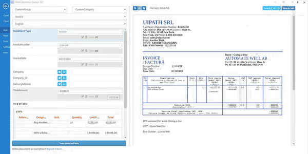 Document improvement-validation station