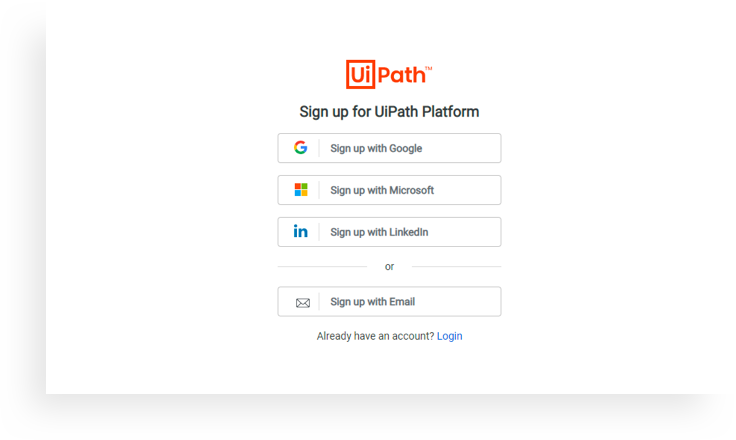UiPath Automation Cloud Sign in a minute